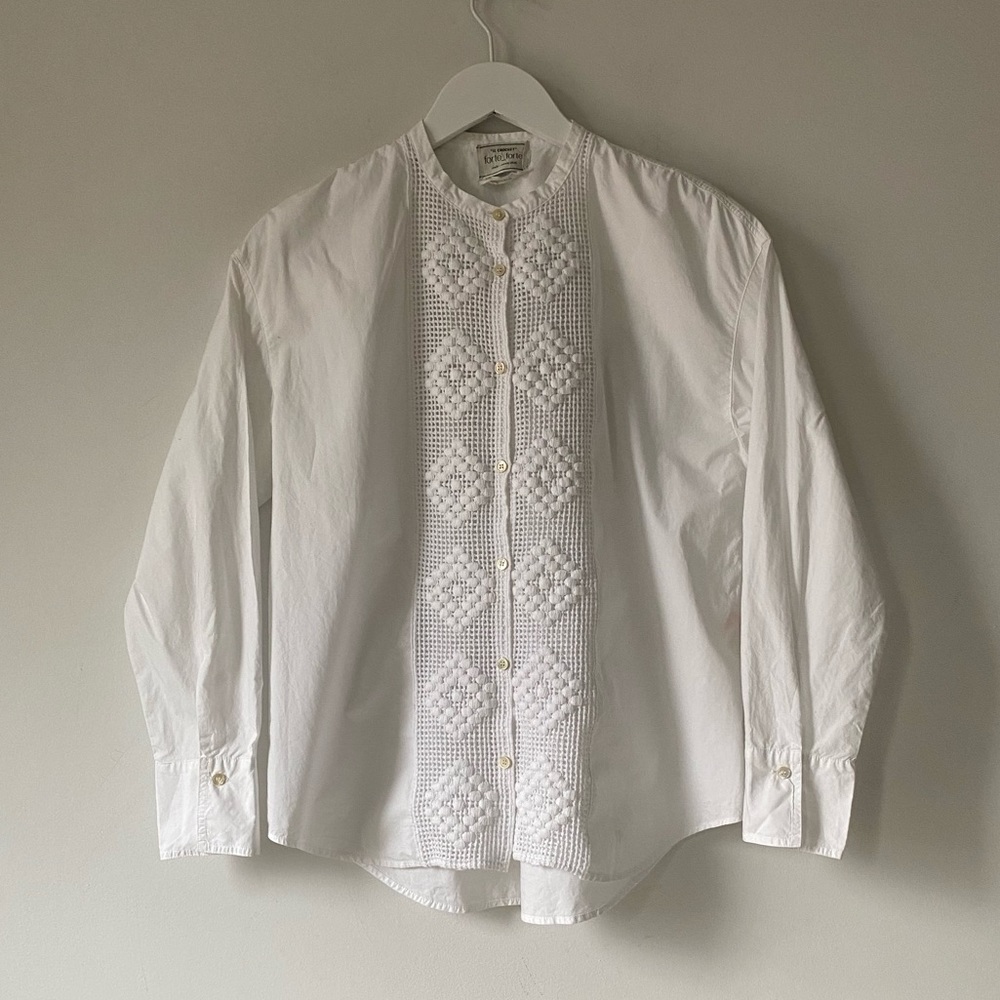 FORTE FORTE White Poplin Crochet Shirt M